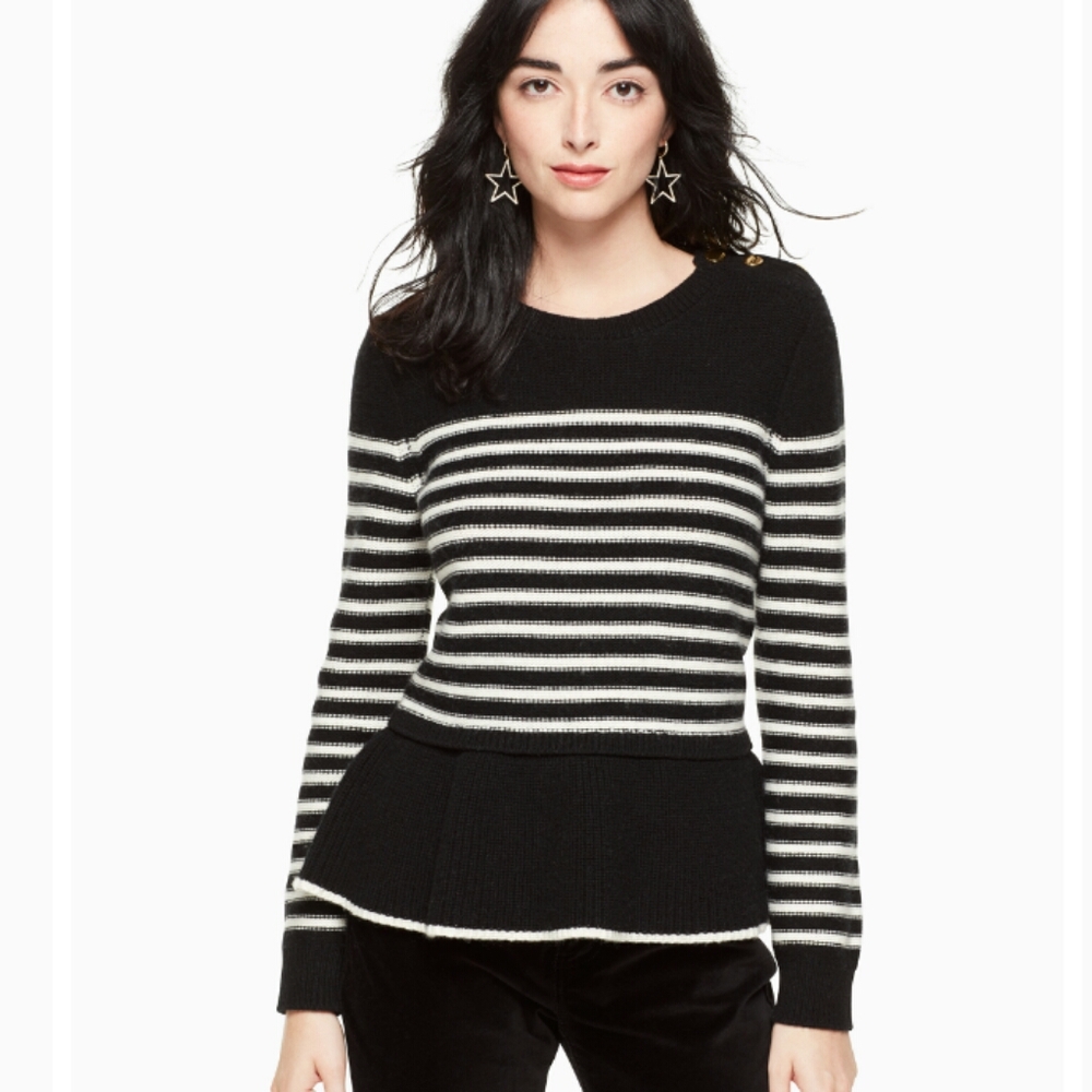 Kate Spade Broome Street Striped Peplum Sweater